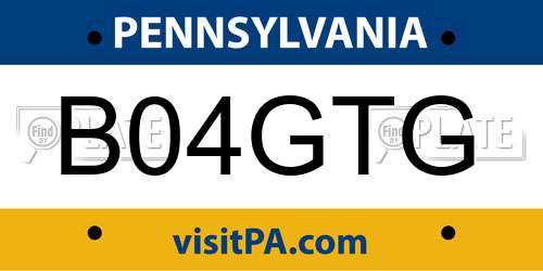 B04GTG Pennsylvania License Plate