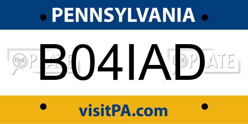 B04IAD Pennsylvania License Plate