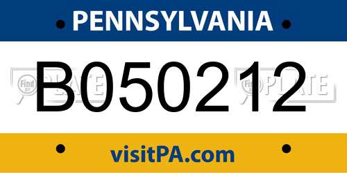 B050212 Pennsylvania License Plate