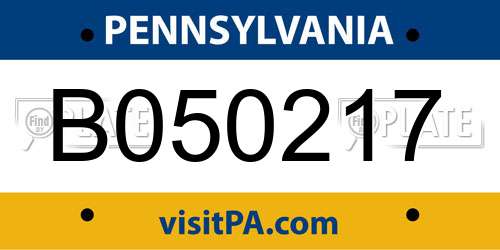 B050217 Pennsylvania License Plate