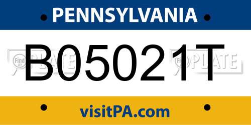 B05021T Pennsylvania License Plate