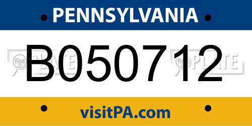 B050712 Pennsylvania License Plate