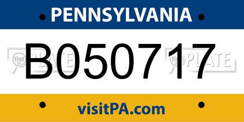 B050717 Pennsylvania License Plate