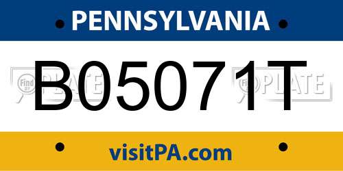 B05071T Pennsylvania License Plate