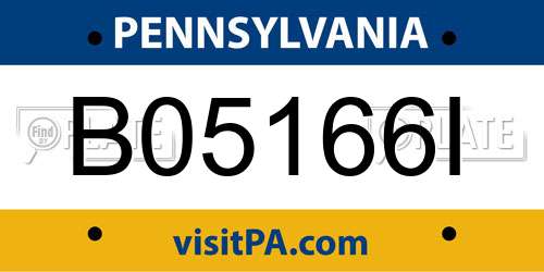 B05166I Pennsylvania License Plate