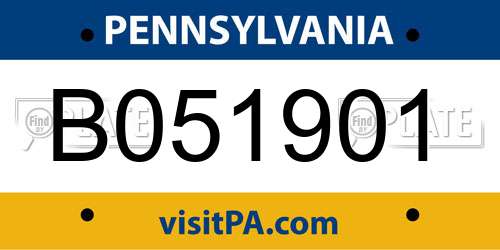 B051901 Pennsylvania License Plate