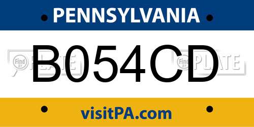 B054CD Pennsylvania License Plate