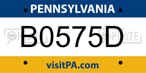 B0575D Pennsylvania License Plate