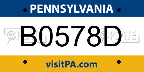 B0578D Pennsylvania License Plate