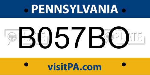 B057BO Pennsylvania License Plate