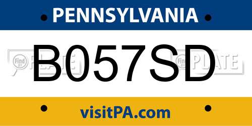 B057SD Pennsylvania License Plate