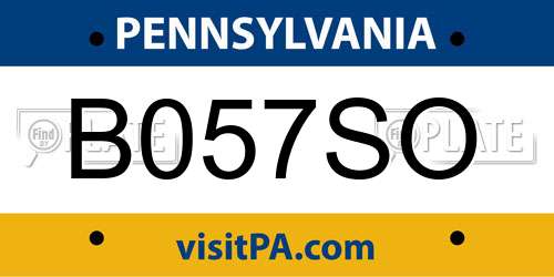 B057SO Pennsylvania License Plate