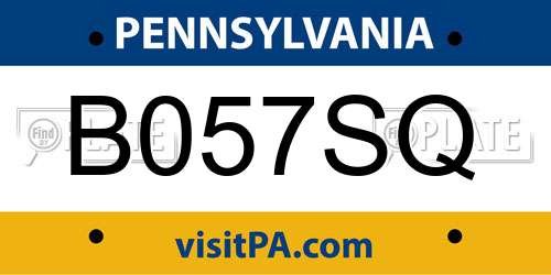 B057SQ Pennsylvania License Plate