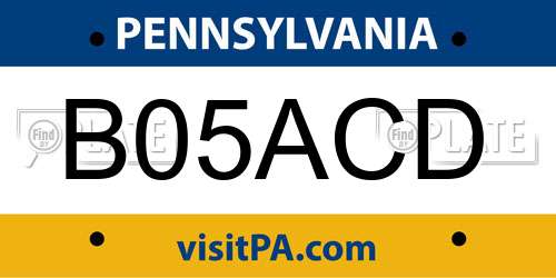 B05ACD Pennsylvania License Plate