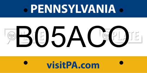 B05ACO Pennsylvania License Plate