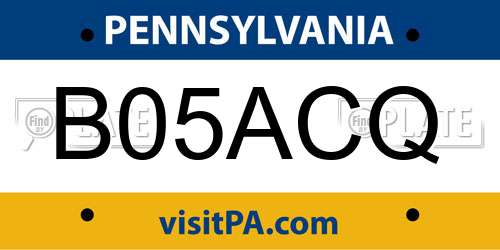 B05ACQ Pennsylvania License Plate