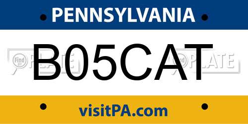 B05CAT Pennsylvania License Plate