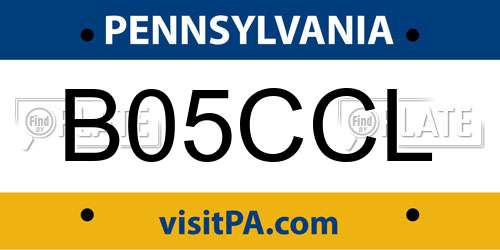 B05CCL Pennsylvania License Plate