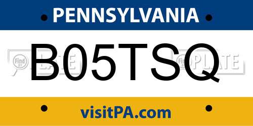 B05TSQ Pennsylvania License Plate