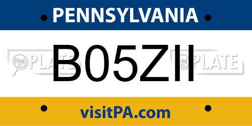 B05ZII Pennsylvania License Plate