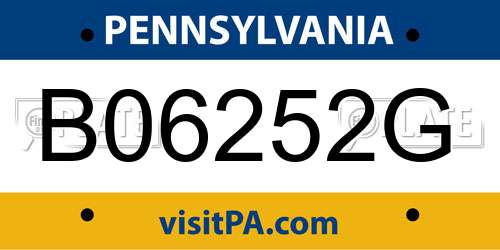 B06252G Pennsylvania License Plate