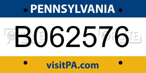 B062576 Pennsylvania License Plate