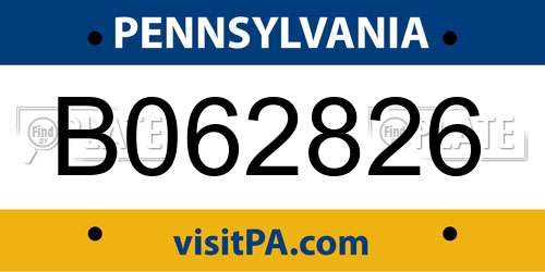 B062826 Pennsylvania License Plate