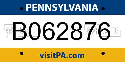 B062876 Pennsylvania License Plate