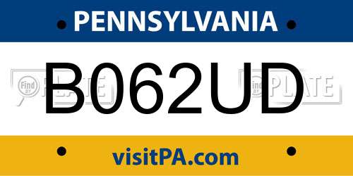 B062UD Pennsylvania License Plate