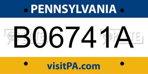 B06741A Pennsylvania License Plate