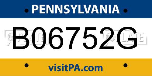 B06752G Pennsylvania License Plate
