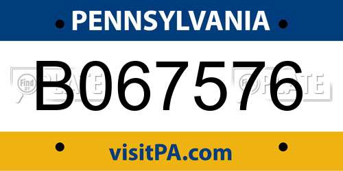 B067576 Pennsylvania License Plate