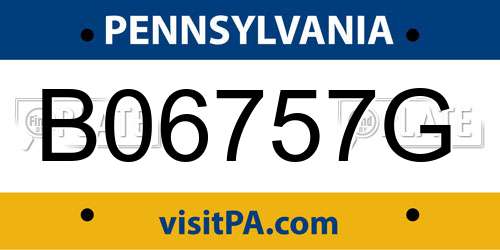 B06757G Pennsylvania License Plate