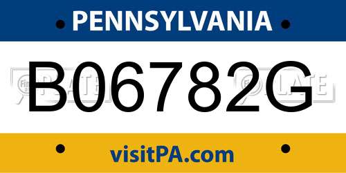 B06782G Pennsylvania License Plate