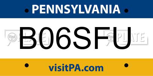 B06SFU Pennsylvania License Plate