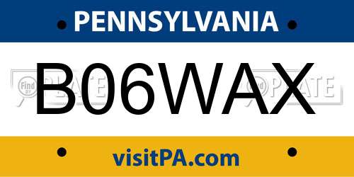 B06WAX Pennsylvania License Plate
