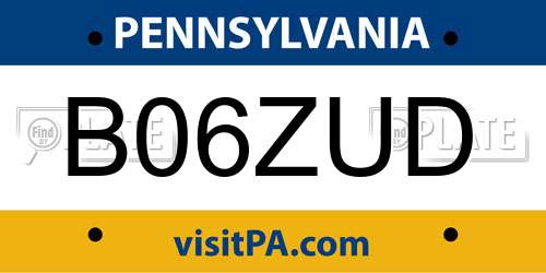 B06ZUD Pennsylvania License Plate
