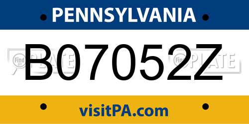 B07052Z Pennsylvania License Plate