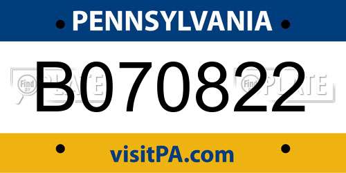 B070822 Pennsylvania License Plate