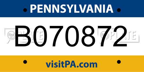 B070872 Pennsylvania License Plate