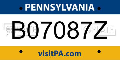 B07087Z Pennsylvania License Plate