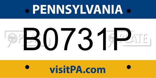 B0731P Pennsylvania License Plate