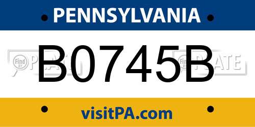 B0745B Pennsylvania License Plate