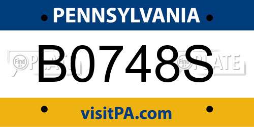 B0748S Pennsylvania License Plate