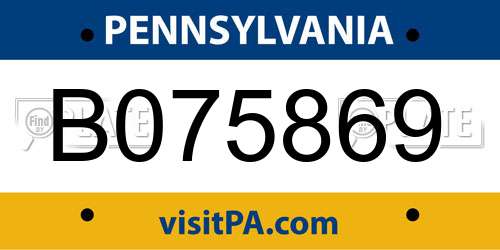 B075869 Pennsylvania License Plate