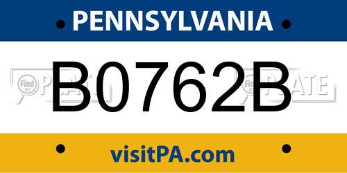 B0762B Pennsylvania License Plate