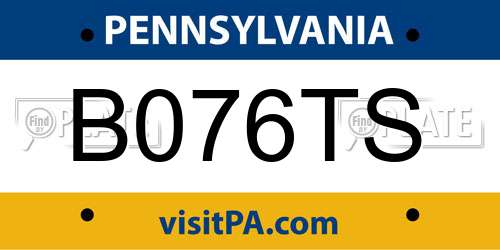 B076TS Pennsylvania License Plate
