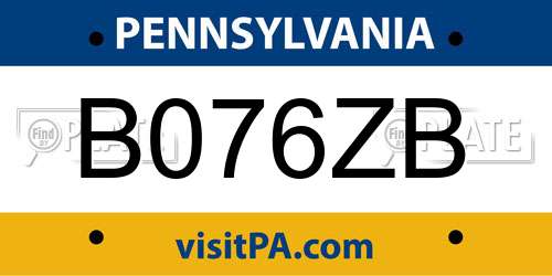 B076ZB Pennsylvania License Plate
