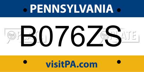 B076ZS Pennsylvania License Plate