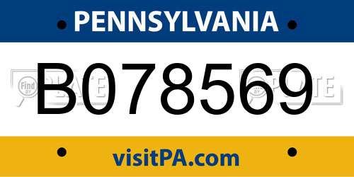 B078569 Pennsylvania License Plate